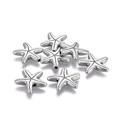 Tibetan Style Alloy Beads, Lead Free & Nickel Free & Cadmium Free, Starfish/Sea Stars