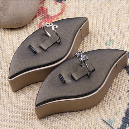 Imitation Leather Finger Ring Display Holders, Petal Shape