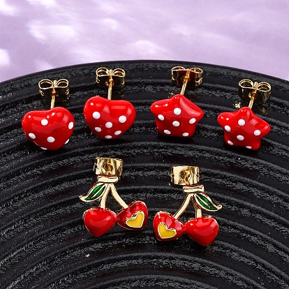 Латунные микро проложить серьги стержня кубического циркония, с эмалью, реальный 18 k позолоченный