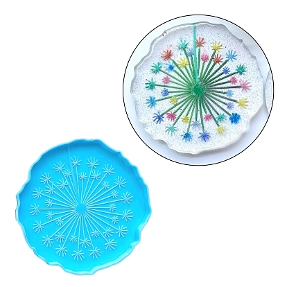 DIY Cup Mat Silicone Molds, Resin Casting Molds, For UV Resin, Epoxy Resin Jewelry Making, Twist Flat Round with Dandelion