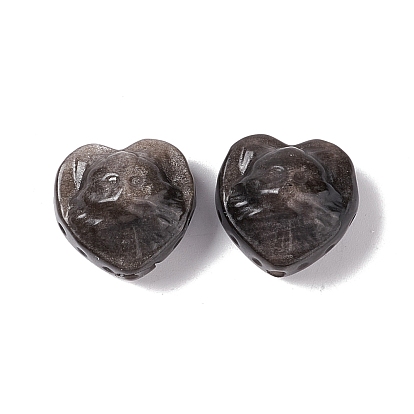 Natural Silver Obsidian Beads, Heart