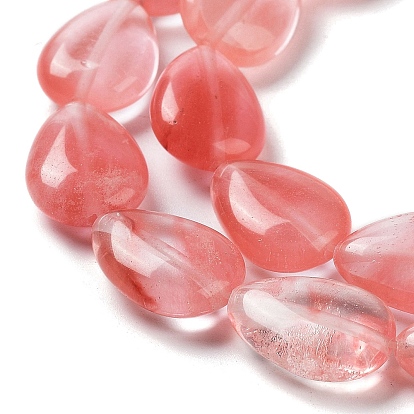 Cherry Quartz Glass Beads Strands, Teardrop