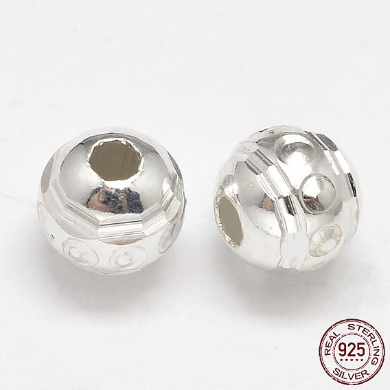 Fancy Cut 925 Sterling Silver Round Beads