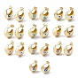 Enamel Crescent Moon with Evil Eye Stud Earrings, Real 18K Gold Plated Brass Half Hoop Earrings for Women