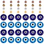 Handmade Evil Eye Lampwork Flat Round Beads Strands, with Iron Spacer Round Beads