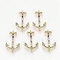 Brass Micro Pave Cubic Zirconia Links Connectors, Anchor, Colorful