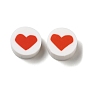 Handmade Polymer Clay Beads, Round with Heart