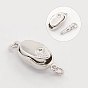 Jewelry Necklace Clasps 925 Sterling Silver Box Clasps, Oval, 16x7x5mm, Hole: 2mm