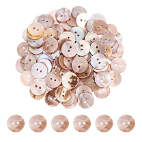 Natural Shell Buttons, Clothing Accessories, 2-Hole, Flat Round