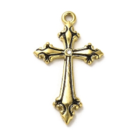304 Stainless Steel Enamel with Cubic Zirconia Pendants, Long-Lasting Plated, Cross