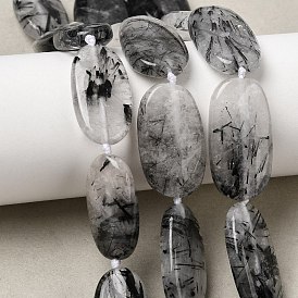 Натуральный турмалированный кварц / черный рутиловый кварц, Плоско-овальные