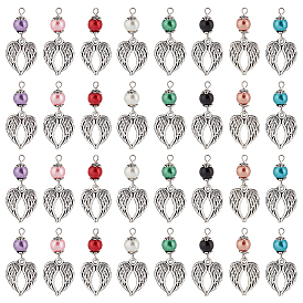 32 шт 8 цвета подвески из сплава в тибетском стиле, с абс бисера, крыло