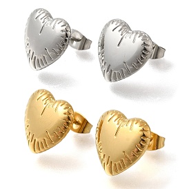 304 Stainless Steel Heart Stud Earrings for Women