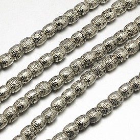 Tibetischen Stil Barrel Legierungskorn-Stränge, Bleifrei und cadmium frei, 6x6 mm, Bohrung: 2 mm, ca. 34 Stk. / Strang, 8 Zoll