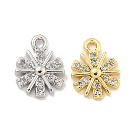 Brass Micro Pave Clear Cubic Zirconia Charms, Snowflake