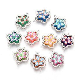 Подвески-соединители для цветка из полимерной глины и рамки CCB, с латунными двойными петлями, разноцветные