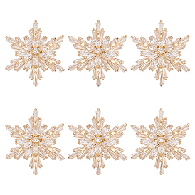 6шт. 1-отверстие латунные микропаве прозрачные кубические циркониевые пуговицы на ножке, снежинка