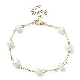 Natural Pearl Beaded Bracelets for Women, with 304 Stainless Steel Finding