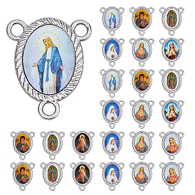 30шт. компоненты люстры из цинкового сплава для религиозных целей, овал с девственным узором, платина