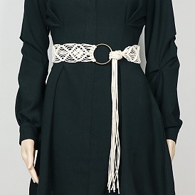 Бохо стиль искусственная кожа шнур вязание талия живот цепи, литыми кольцами, старое кружево