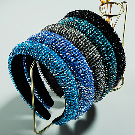 Модная повязка для волос из губки, женская повязка на голову ручной работы с широкими полями и кристаллами - универсальная