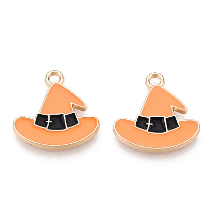 Light Gold Plated Alloy Enamel Pendants, Witch Hat Pendants