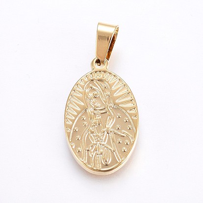 Pendentifs en acier inoxydable, ovale avec la Vierge Marie