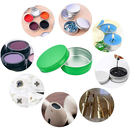 BENECREAT Round Aluminium Tin Cans, Aluminium Jar, Storage Containers for Cosmetic, Candles, Candies, with Screw Top Lid