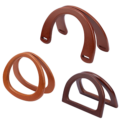 6 Pcs 3 Styles Dyed Wood Bag Handles, for Bag Handles Replacement Accessories