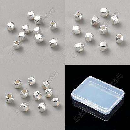 30 piezas 3 estilos 925 cuentas espaciadoras de plata esterlina, polígono