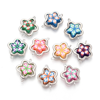 Подвески-соединители для цветка из полимерной глины и рамки CCB, с латунными двойными петлями, разноцветные