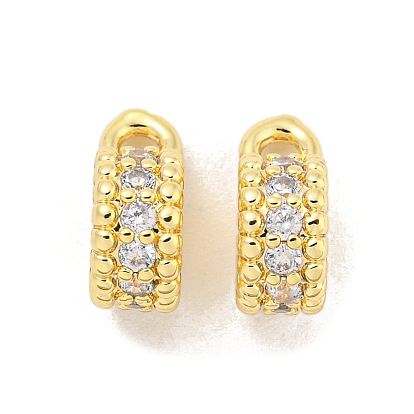 Brass Micro Pave Clear Cubic Zirconia Pendants, Cadmium Free & Nickel Free & Lead Free, Round