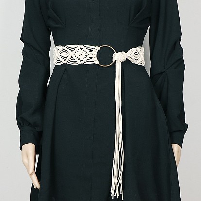 Бохо стиль искусственная кожа шнур вязание талия живот цепи, литыми кольцами, старое кружево