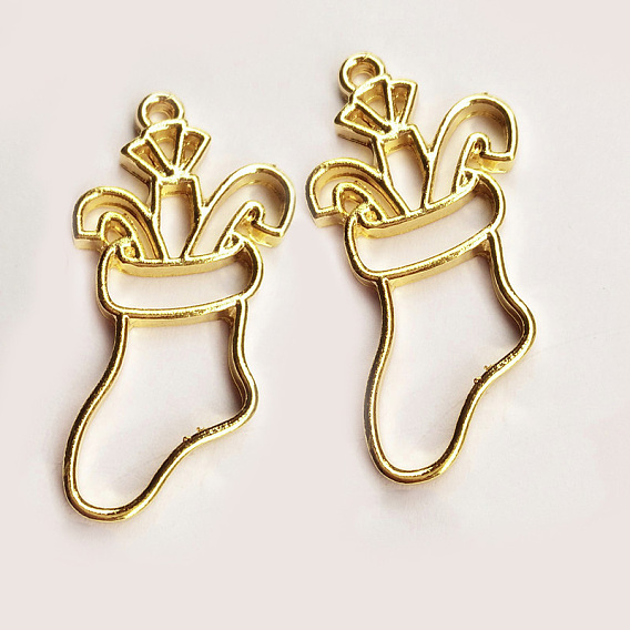 Подвески на лицевой панели из сплава цинка, для diy уф смолы, эпоксидная смола, Прессованные цветочные украшения, долговечный, рождественские чулки