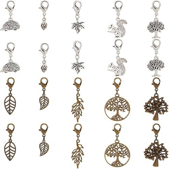 12 наборы 2 стиль осень сплав подвески украшения набор, подвеска на клипсе, для брелка, кошелек, украшение для рюкзака