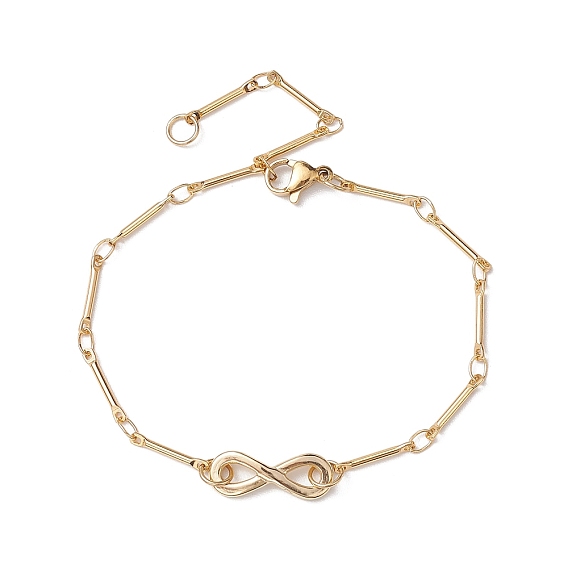 Браслеты из латуни, женские браслеты-цепочки с звеньями бесконечности 304 из нержавеющей стали