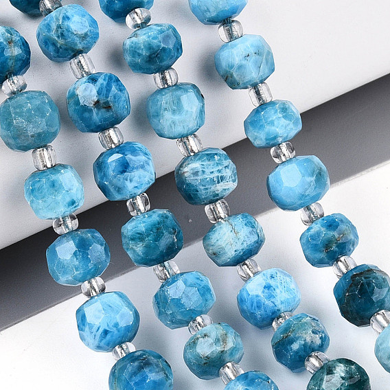 Природного апатита нитей бисера, с бисером, граненые, рондель