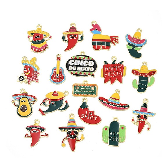 Подвески из сплава с эмалью на тему Синко де Майо, золотые
