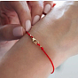 Good Lock Polyester String Bracelets with Brass Spring Ring Clasps for Women, Golden