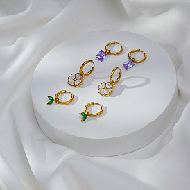 Серьги из 304 нержавеющей стали, реальный 18 k позолоченный, со стразами и фианитами