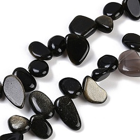 Natural Golden Sheen Obsidian Nuggets Beads Strands