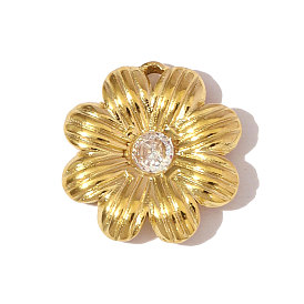 304 подвески из нержавеющей стали с прозрачным кубическим цирконием, , ионное покрытие (ip), реальный 18 k позолоченный