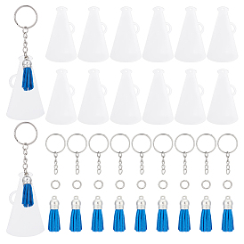 DIY Blank Loudspeaker Charm Keychain Making Kit, Including Acrylic & ABS Plastic Keychain, Tassel Pendant Decoration, Iron Clasps