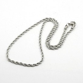 Rope Chain Necklace for Men, 304 Stainless Steel Necklaces, with Lobster Claw Clasps