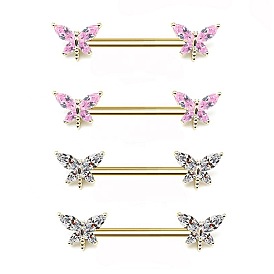 Кольца для сосков в форме стрекозы из латуни с кубическим цирконием, с 304 стержнем из нержавеющей стали