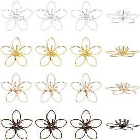 48 шт. 4 цвета латунные колпачки для бусин, 5-лепесток, цветок