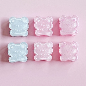 Кабошоны из смолы, медведь, с блеском порошок