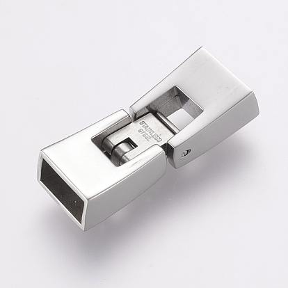 304 Stainless Steel Fold Over Clasps, Rectangle