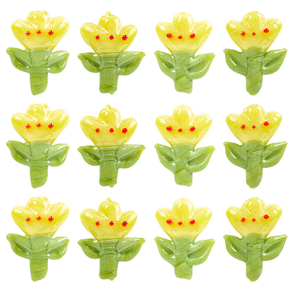 12 бусины лэмпворк ручной работы, тюльпан