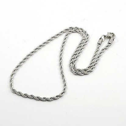 Rope Chain Necklace for Men, 304 Stainless Steel Necklaces, with Lobster Claw Clasps